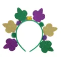 Mardi Gras carnival glitter headband with fleur de lis and pom poms for festival. - Carnival Headband Style 1