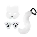 Wit katten kostuum set met pluizige staart poten en masker voor halloween feestjes. - Set 2