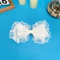 White lace bow hair clip sweet lolita cute hair accessory for women and girls daily wear - White