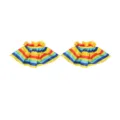 Colorful clown costume ruffles variant, rainbow striped wrist cuffs for Halloween party dress up. - Rainbow Wrist Cuffs