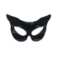 Schwarze Katzenmaske halbes Gesicht PVC Augenmaske sexy Maskerade Party Kostüm Zubehör - Schwarz