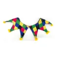 Colorful jester collar harlequin costume accessory with pom poms for Halloween party cosplay - Multicolor Diamond Yellow Ball Style(3)