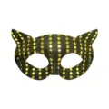 Black Gold Sequin Cat Mask Halloween Party PVC Costume Animal Ear Mask Costume Prop - Black & Gold