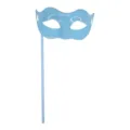 Light blue handheld masquerade mask party retro half face mask for Halloween event dress up. - Handheld / Blue