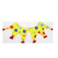 Colorful clown fake collar for Halloween party cosplay, yellow polka dot neckpiece with pom poms. - Polka Dot Yellow Base Red Ball Style(4)