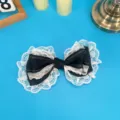 Japanese Lolita style black and white lace bow hairpin sweet cute hair accessory props - Black