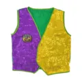 Karneval Pailletten Weste in Lila Gelb Gruen Farben mit Federn Maske Patches fuer Party. - Oberteile / Masken-Stil A