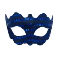 Maschera di carnevale mezza faccia in PVC con paillettes blu per festa di Halloween. - Blu