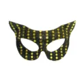 Halloween Maskerade Halbgesicht PVC Pailletten Katzenohr Maske Sexy Damen Augenmaske - Schwarz & Gold