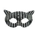 Maschera da gatto con paillettes in PVC per Halloween, accessorio di costume brillante per feste. - argento nero