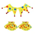 Halloween clown costume set with jester collar and ruff cuffs colorful polka dots party props - Set (Collar And Sleeves)