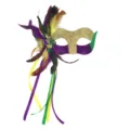 Mardi Gras Maske lila gold grün Federmaske für Damen Karneval Kostüm Party Ball - Dreifarbig-Stil 5