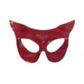 Halloween Maskerade PVC Pailletten Katzenohren Maske für Frauen Party roter Augenmaske. - Rot