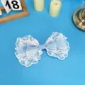 Light blue lace bow hair clip sweet cute Lolita hair accessory decorative bow hairpin. - Blue