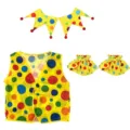 Colorful clown costume set with polka dot vest collar and sleeves for party events. - Top (Vest, Collar And Sleeves)