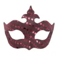 Maschera mezza faccia con paillettes rosse per festa in maschera, Halloween party - Rosa
