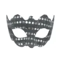Maschera Mezzo Viso in PVC con Paillettes Vintage Festa Mascherata Costume Sexy Halloween - Argento