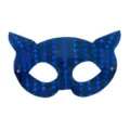 Maschera da gatto con paillettes blu accessorio per festa di Halloween PVC stile - Blu