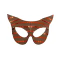 Halloween Maskerade sexy Katzenohren Augenmaske mit glänzenden orangen Pailletten für Party. - Orange