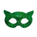 Maschera da gatto con paillettes verdi costume di Halloween festa travestimento supporto PVC - Verde