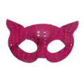 Maschera da gatto glitterata a pois per feste in costume, maschera rosa e rossa. - Rosso rosa