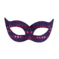 Paarse PVC halfgelaatsmasker met pailletten en rode stippen voor leuk carnavalsfeest. - Pailletten Kleine Schoonheid - Paars