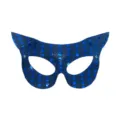 Blaue Glitzer Katzenmaske Maskerade PVC Halbgesicht Augenmaske Kostüm Party Requisite - Blau