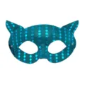 Maschera gatto con paillettes blu per costume di Halloween, accessorio scintillante. - Celeste