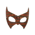 Sequin half-face party mask with pointed ears design, perfect for Halloween and masquerade events. - Orange