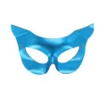 Blue shiny catwoman half face mask pvc masquerade eye mask for party night club carnival. - Sky Blue (Adjustable Strap)