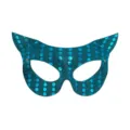 Türkis Pailletten Katzenohr Halbgesicht Maske für Halloween Party Kostüm Maskerade Auge - Himmelblau