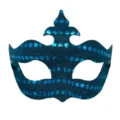 Maschera da ballo in maschera con paillettes blu per donne, mezza faccia festa Halloween. - Celeste