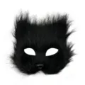 Zwarte pluche dier masker half gezicht kat vos masker voor Halloween feest kostuum. - Eén maat / Kattengezichtsmasker - Zwart