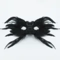 Schwarze Federn Maske Gothic Pailletten Augenmaske Party Kostüm Halloween Zubehör - Schwarz