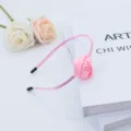 Pink satin rose headband sweet fairy hair hoop romantic party hair accessories chic - Pink