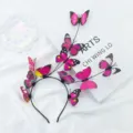 Cerchietto farfalla 3D rosa, fascia da sposa pieghevole stile foresta per spettacolo bambini. - Fascia Singola / Rosso rosa
