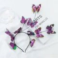Cerchietto Fata Farfalla Sposa Coreana Accessorio Capelli 3D Pieghevole Per Feste - Fascia Singola / Viola