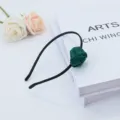 Serre-tête rose en satin vert, joli cerceau à cheveux en tissu style français pour femmes - Vert