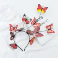 Cerchietto farfalla rossa fata bosco sposa accessorio capelli bambino spettacolo acconciatura - Fascia Singola / Rosso