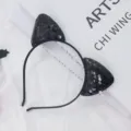 Schwarzes Pailletten Katzenohren Haarband süßer Haarreif für Damen Party Haarschmuck - Katzenohr / Schwarz