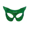 Grüne Pailletten Katzenohren Maske für Halloween Kostümparty, Maskerade Augenmaske Damen. - Grün