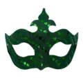 Maschera Veneziana con Paillettes Verdi Mezzo Viso per Festa di Halloween Costume - Verde
