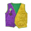 Karneval Pailletten Weste Lila Gold Partyweste mit Feder und Fleur de Lis Design - Oberteile / Feder-Lilien-Stil B