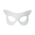 White cat woman half mask PVC cat face eye mask for party club costume accessory - White (Adjustable Strap)