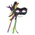 Faschingsmaske Karneval Maske lila grün gold Federn Damen Augenmaske Party Kostüm - Schwarz Stil 1