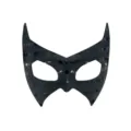 Black sequin cat mask for Halloween masquerade party, sexy half face costume eye mask. - Black