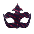 Maschera di carnevale viola con paillettes rosse, design mezzo viso per feste. - Viola