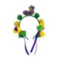 Mardi Gras Karneval Haarreif mit lila Paillettenmaske Pompons und bunten Bändern für Party. - Karneval Stirnband Maske C