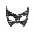 Black Sequin Cat Eye Mask Halloween Masquerade Party Costume Mask Sexy Eye Accessory - Black Silver