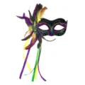 Maskerade Maske Damen Karneval Fasching Maskenball Feder Halbgesicht Maske lila. - Schwarz-Stil 4